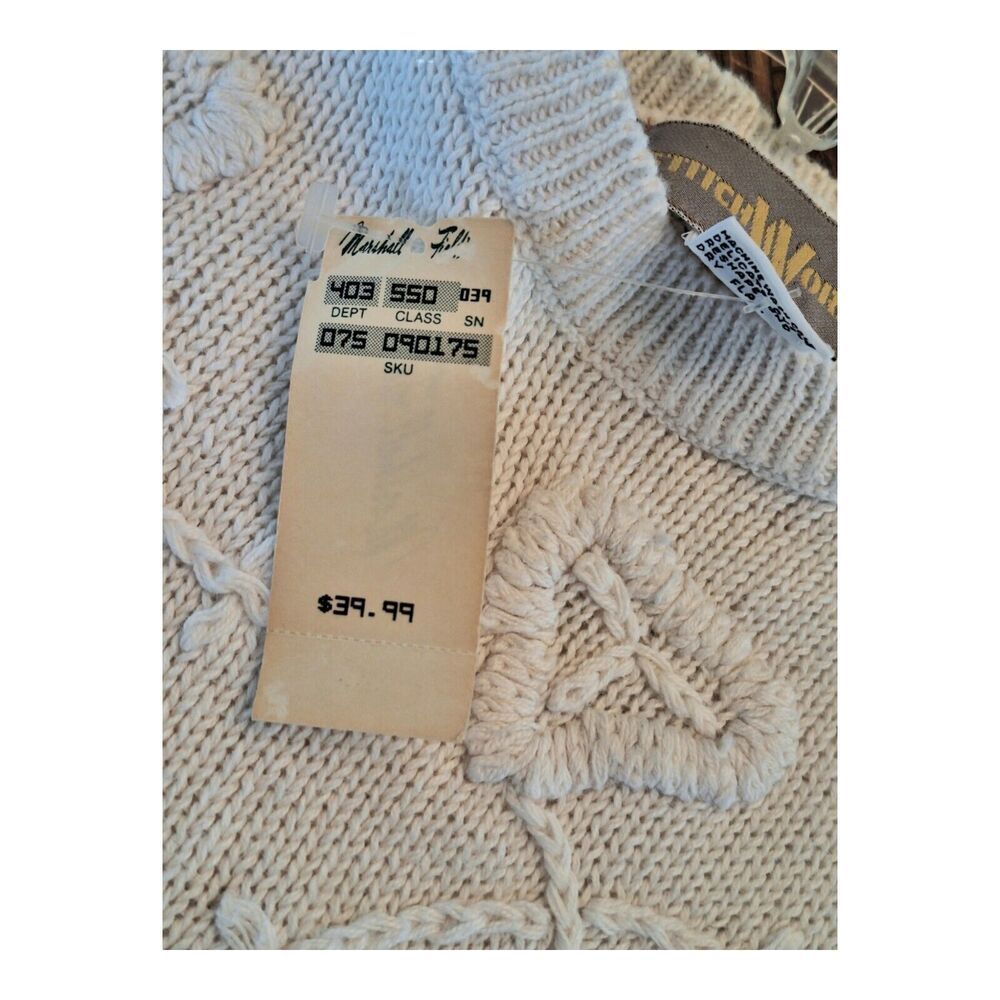 VINTAGE Sweater Marshall Fields Knit Embroidered Short Sleeve Spring Pullover S - Picture 6 of 12